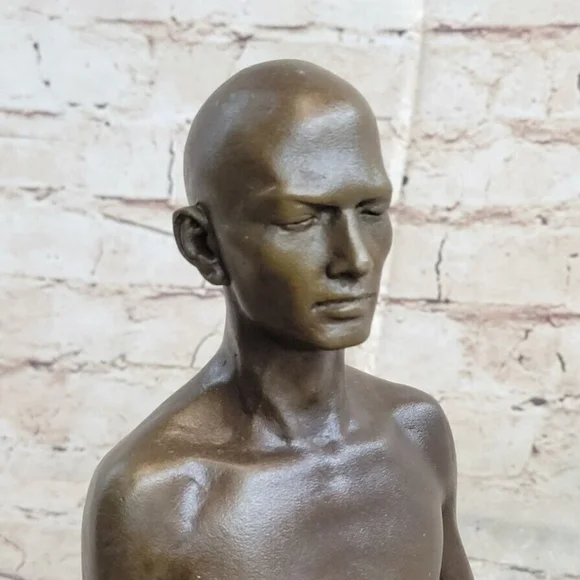 Bronze Sculpture, Hand Made Statue Art Nouveau MAN Yoga Meditation Figurine Sale